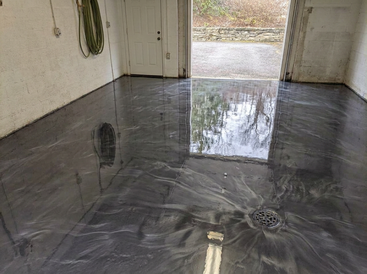 Charcoal Metallic Garage — after epoxy flooring in New Jersey